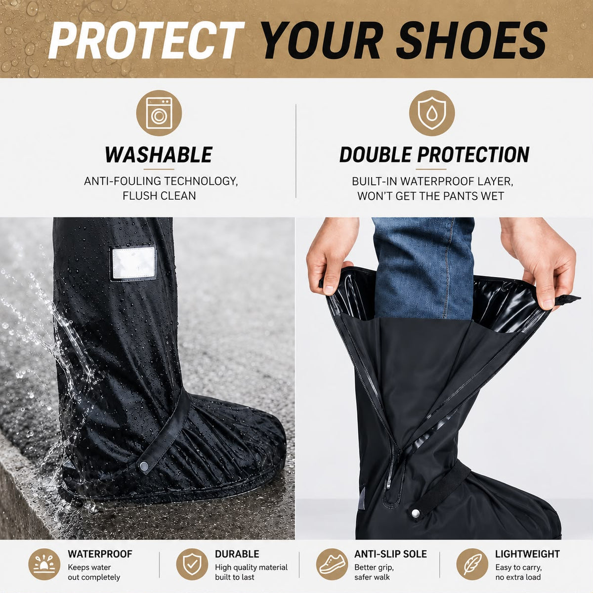 Suitable for wide feet - ❤️All-Round Long Waterproof Boot Cover